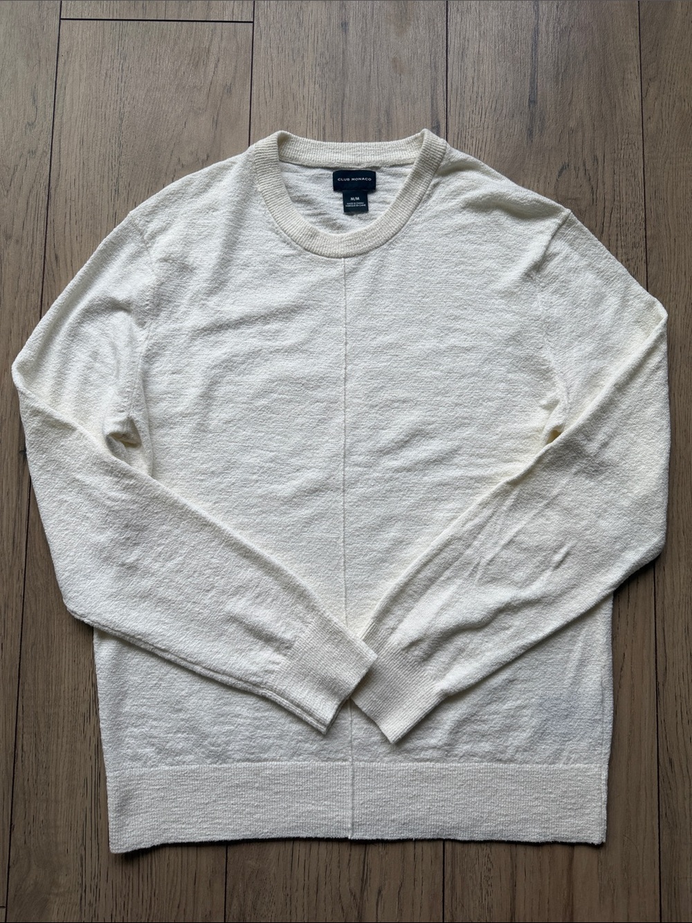 Club Monaco Lightweight Sweater Shirt Men's Medium Cream White Long Sleeve